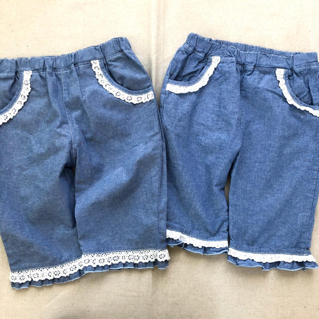 ガールズ　ハーフパンツ　セット　レースパンツ　水色　ブルー キッズ/ベビー/マタニティのキッズ服女の子用(90cm~)(パンツ/スパッツ)の商品写真