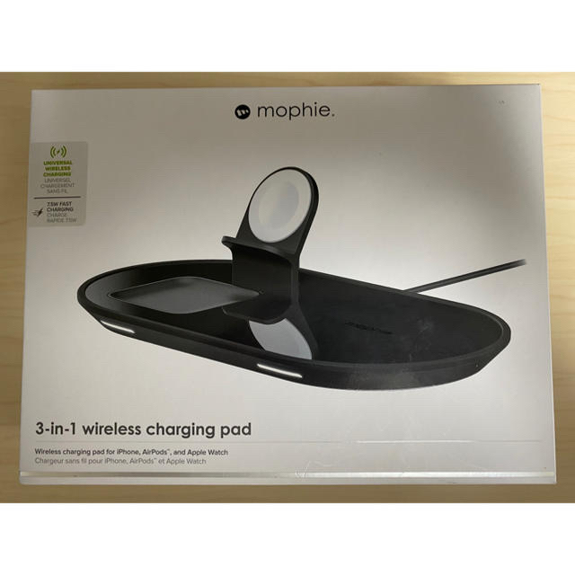 Apple(アップル)のmophie 3-in-1 wireless charging pad スマホ/家電/カメラのスマートフォン/携帯電話(バッテリー/充電器)の商品写真