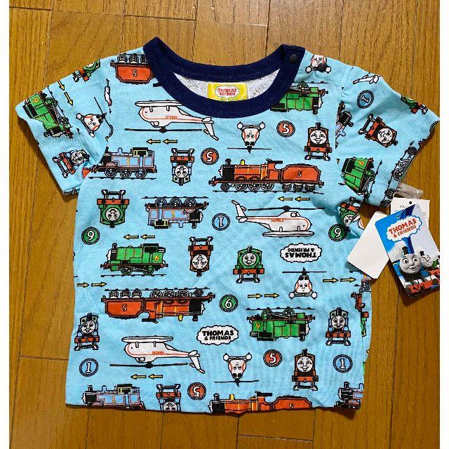 コストコ(コストコ)の新品 100 ★ きかんしゃトーマス オーバーオール Tシャツ ブルー セット キッズ/ベビー/マタニティのキッズ服男の子用(90cm~)(パンツ/スパッツ)の商品写真