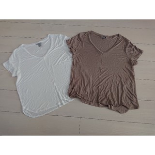 エイチアンドエム(H&M)のH&M Tシャツセット 白&トープ sizeL(Tシャツ(半袖/袖なし))