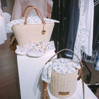 バーバリーブルーレーベル(BURBERRY BLUE LABEL)の新品タグ付き クレストブリッジ ブルーレーベル かわいい かごバッグ(かごバッグ/ストローバッグ)