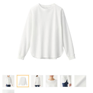 ムジルシリョウヒン(MUJI (無印良品))の無印良品　ミニワッフル編み　リブ付き長袖Tシャツ　M(カットソー(長袖/七分))