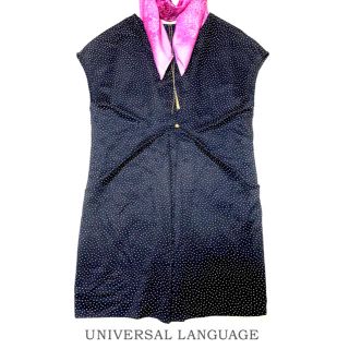 アーバンリサーチ(URBAN RESEARCH)の新品未使用★UNIVERSAL LANGUAGE★フレンチスリーブワンピース 紺(ひざ丈ワンピース)