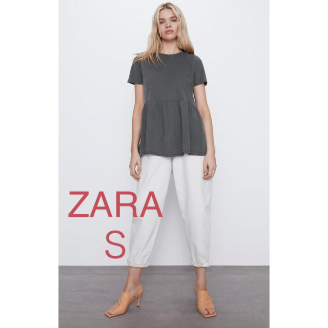 ZARA(ザラ)の⭐︎新品未使用⭐︎ ZARA ギャザー Ｔシャツ　グレー　Ｓ メンズのトップス(Tシャツ/カットソー(半袖/袖なし))の商品写真
