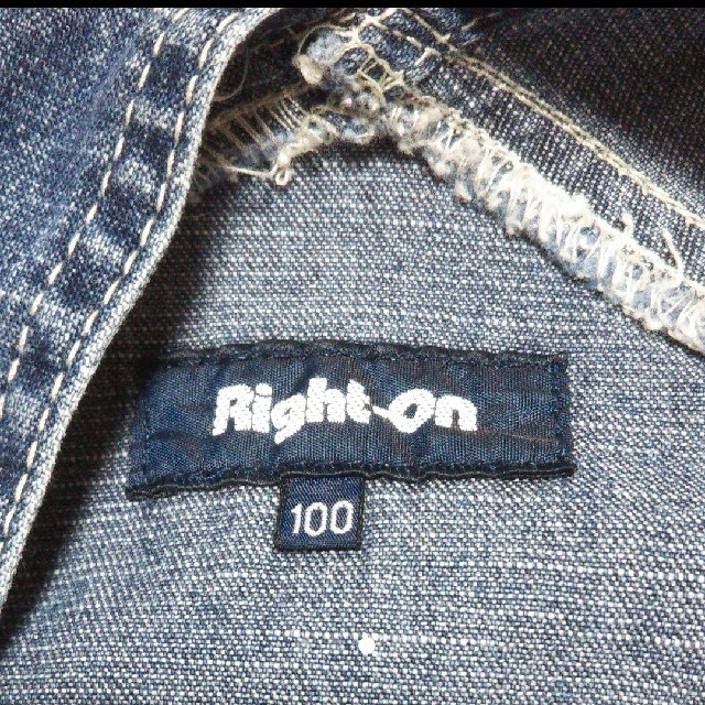 Right-on(ライトオン)の美品 Right-on デニムオーバーオールサロペット キッズ/ベビー/マタニティのキッズ服男の子用(90cm~)(パンツ/スパッツ)の商品写真