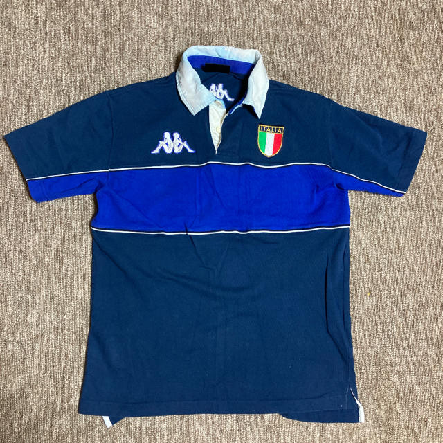 Kappa(カッパ)の90s  サッカー　イタリア代表　ラガーシャツ　KAPPA アズーリ　イタリア製 メンズのトップス(ポロシャツ)の商品写真