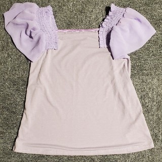 リリーブラウン(Lily Brown)のリリーブラウン　シフォンパフスリーブ　ラベンダー紫(Tシャツ(半袖/袖なし))