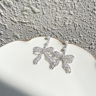 シルバーリボンパールピアス(ピアス)