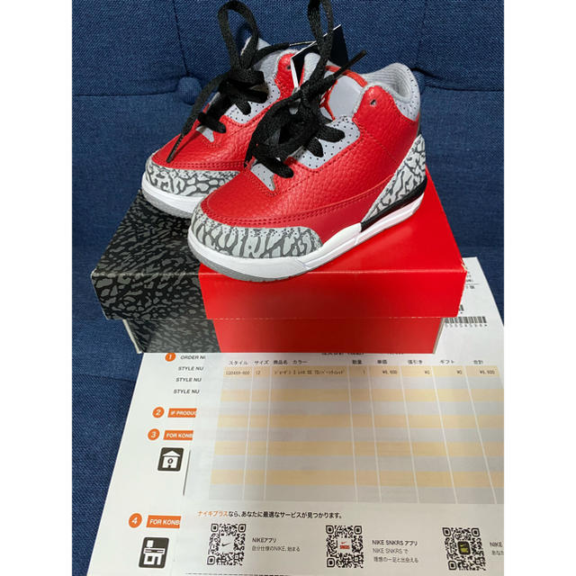 NIKE(ナイキ)のNIKE JORDAN3 TDジョーダン3kidsキッズ！サイズ12 キッズ/ベビー/マタニティのキッズ靴/シューズ(15cm~)(スニーカー)の商品写真