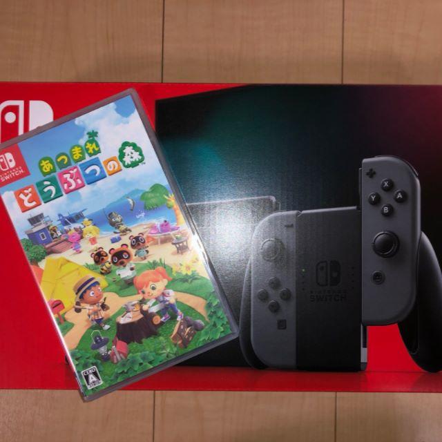 新品未開封 Nintendo Switch グレー 本体+あつまれどうぶつの森