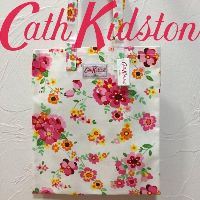 Cath Kidston(キャスキッドソン)の新品 キャスキッドソン オイルクロスブックバッグ ビンテージポジーレッド レディースのバッグ(トートバッグ)の商品写真