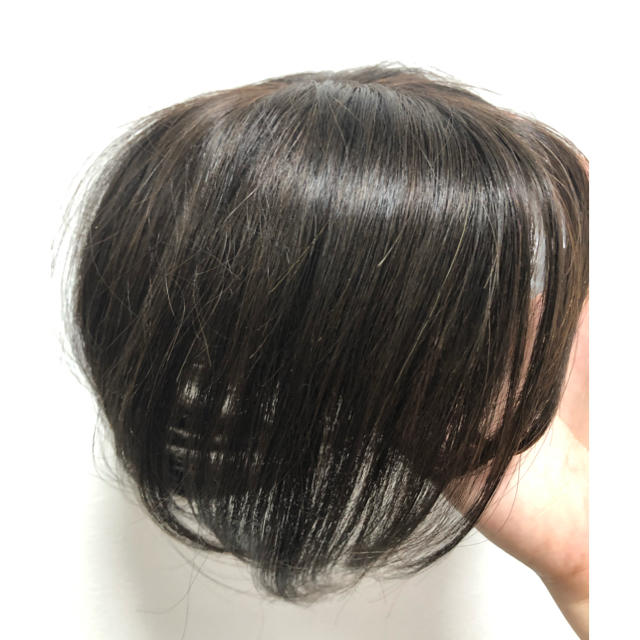 前髪ウィッグ ３D増毛 白髪隠しヘアピース100%人毛総手植えダークブラウン