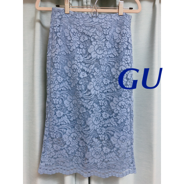 GU(ジーユー)のGU☆レースタイトスカート 花柄 ブルー レディースのスカート(ロングスカート)の商品写真