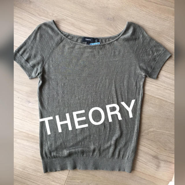 theory(セオリー)の【THEORY】　リネン混ニット　カーキ　USED レディースのトップス(ニット/セーター)の商品写真