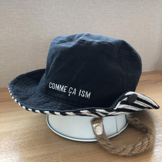 コムサイズム(COMME CA ISM)のコムサイズム キッズ帽子 48㎝ 黒×ボーダー☆(帽子)
