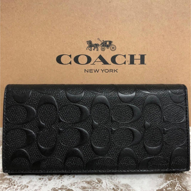 COACH 長財布 シグネチャー ブラック F75365 エンボス加工-