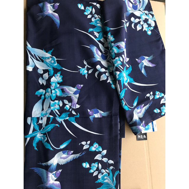 セオアルファ 撫松庵 新品 しつけ付 浴衣 ゆかた 花 鳥 ぶしょうあん紺