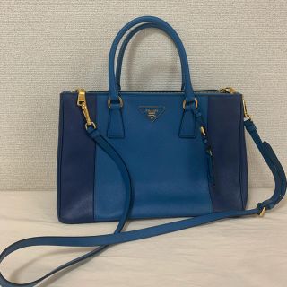 希望価格記入 PRADA サフィアーノ ブルー トート バッグ