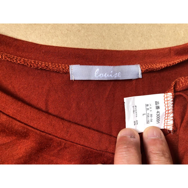 Vネック Tシャツ ブラウン 裾長め サラサラの肌触り ゆったりサイズ Lサイズ レディースのトップス(Tシャツ(半袖/袖なし))の商品写真