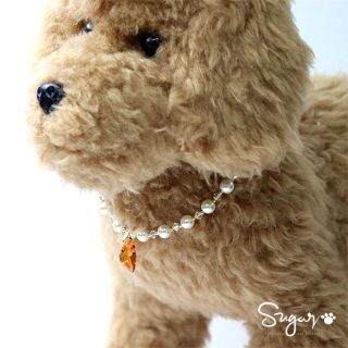 スワロフスキー(SWAROVSKI)のペットネックレス　クリスタル　オレンジハート　パールネックレス(犬)