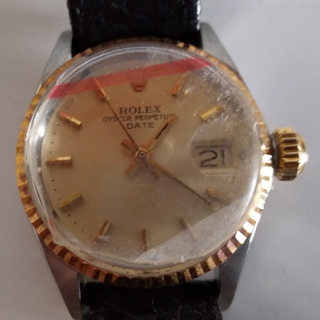 ROLEX(ロレックス)のロレックス レディースのヴィンテージ 6517  金無垢モデル クロコダイル革 レディースのファッション小物(腕時計)の商品写真