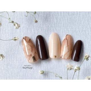 ネイルチップ《1》チョコレート色の大理石nail