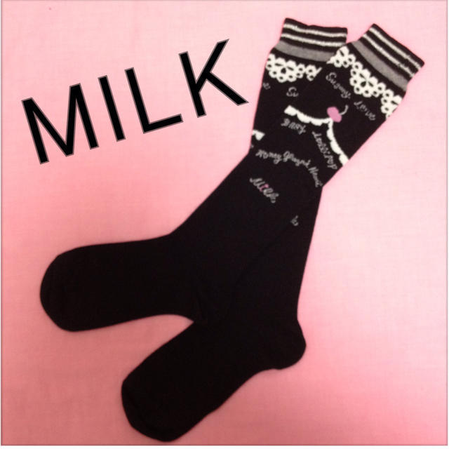 MILK(ミルク)の送料込♡MILKチェリー＆レース柄ハイソ レディースのレッグウェア(ソックス)の商品写真