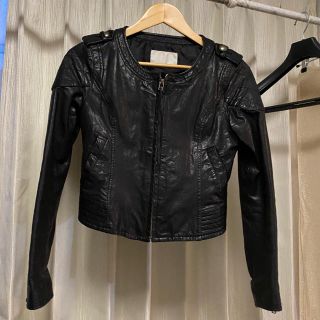 マウジー(moussy)のノーカラーレザージャケット　S 羊革(ノーカラージャケット)