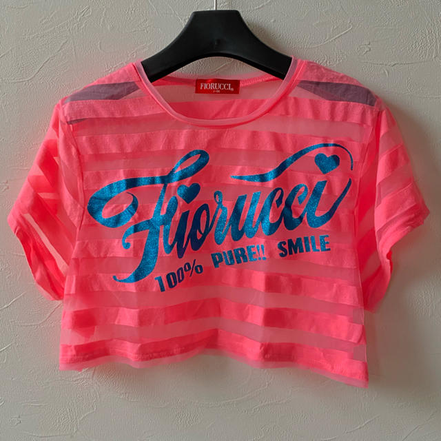 Fiorucci(フィオルッチ)の140サイズ　シースルートップス　ピンク　ボーダー　トップス　 キッズ/ベビー/マタニティのキッズ服女の子用(90cm~)(Tシャツ/カットソー)の商品写真