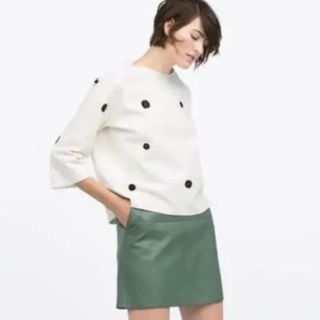 ザラ(ZARA)のザラ  zara スカート グリーン レザー(ミニスカート)