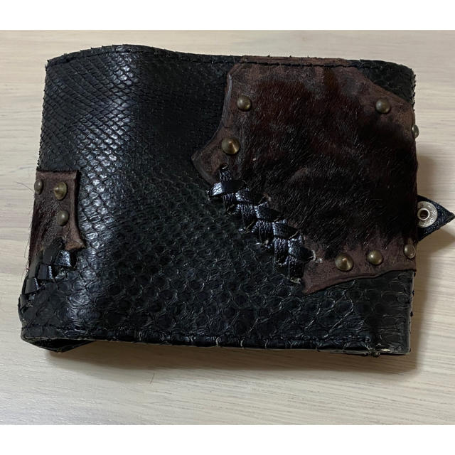新品 KMRii ケムリ レザーウォレット 三つ折り財布 パイソン×ハラコ 新品 KMRii ケムリ レザーウォレット 三つ折り財布 パイソン×ハラコ