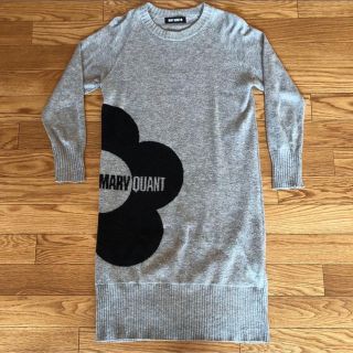 マリークワント(MARY QUANT)のマリクワ  デイジー柄　薄手ニットワンピース　グレー(ミニワンピース)