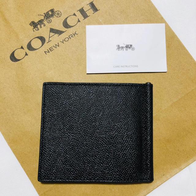 COACH(コーチ)の【新品】COACH マネークリップ コーチ ブラック メンズ 財布 メンズのファッション小物(マネークリップ)の商品写真