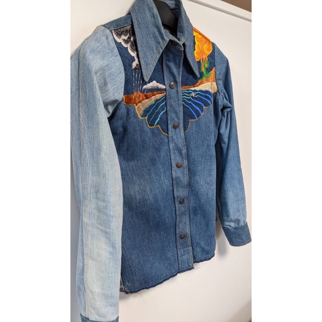 良好品】 70′S Antonio guiseppe 刺繍 デニムシャツジャケット