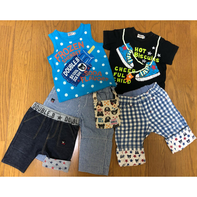 mikihouse(ミキハウス)のアラ様専用 ダブルビー タンク、シャツ、ポケット付・ギンガム・ソフトパンツ80 キッズ/ベビー/マタニティのベビー服(~85cm)(パンツ)の商品写真