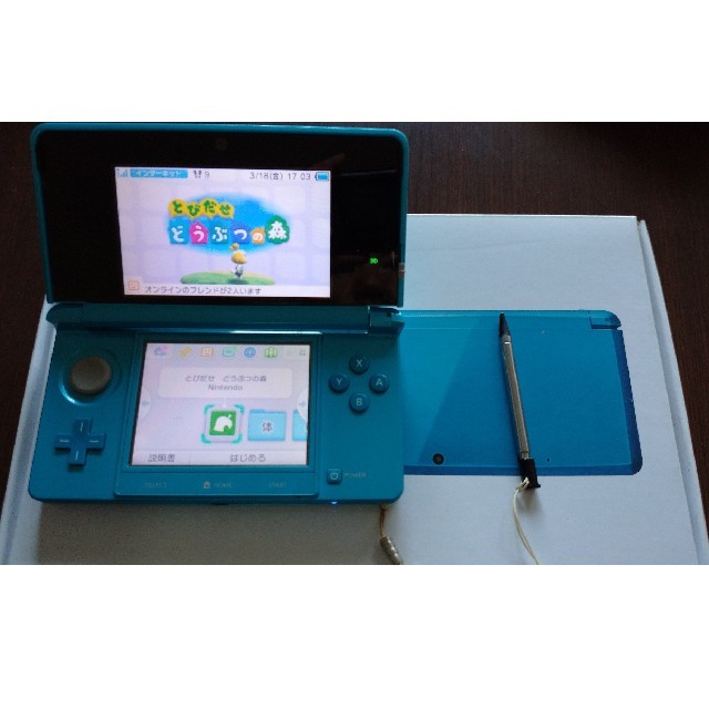 【美品】ニンテンドー3DS アクアブルー とびだせどうぶつの森 ケース付き