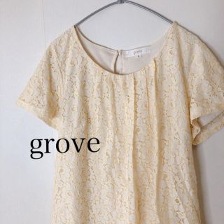 グローブ(grove)のレース⭐︎ワンピース⭐︎淡いイエロー⭐︎グローブ(ひざ丈ワンピース)