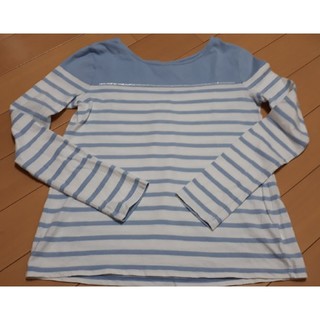 ギャップキッズ(GAP Kids)のGapkids　長袖Tシャツ　150　水色×白ボーダー　スパンコール(Tシャツ/カットソー)