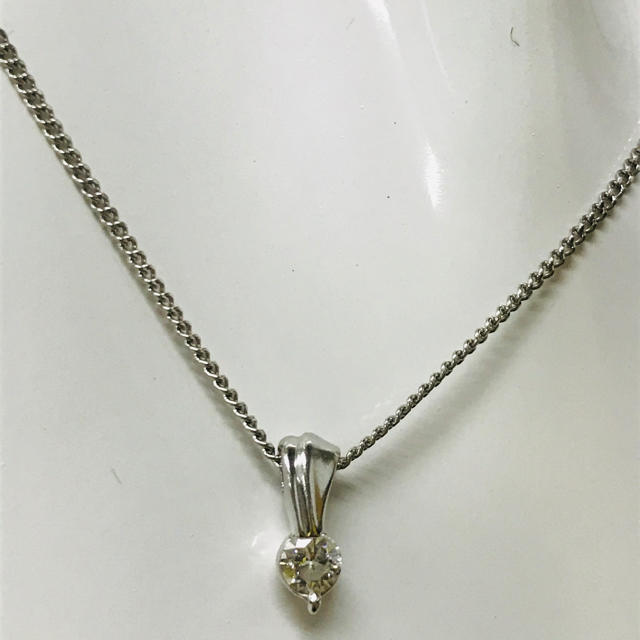 美品 ダイヤ 0.10ct プラチナ Pt850 刻印 ネックレス 40cm箱