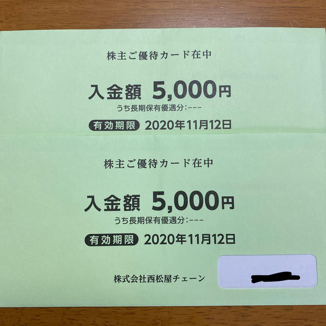 優待券/割引券西松屋　株主優待　10000円分