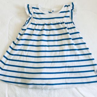 プチバトー(PETIT BATEAU)のプチバトー マリニエールワンピース ボーダーロンパース12m 74センチ(ワンピース)