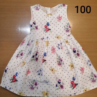 ギャップキッズ(GAP Kids)の100cm相当 LC WAIKIKI 花柄 ワンピース ホワイト(ワンピース)