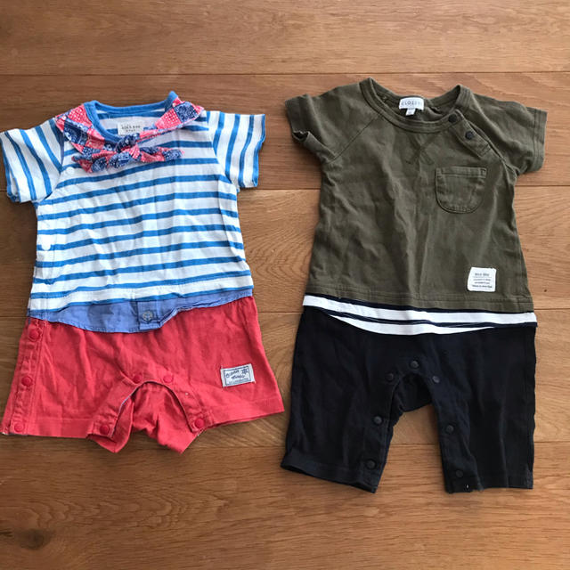 kid’s zoo(キッズズー)の半袖ロンパース  2枚セット　70 kidszoo キッズズー キッズ/ベビー/マタニティのベビー服(~85cm)(ロンパース)の商品写真