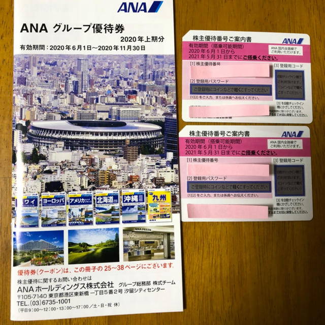 ANA(全日本空輸)(エーエヌエー(ゼンニッポンクウユ))のANA 株主優待券　2枚 チケットの優待券/割引券(その他)の商品写真