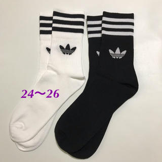 アディダス(adidas)の【24〜26㎝】靴下　白・黒　2足(ソックス)