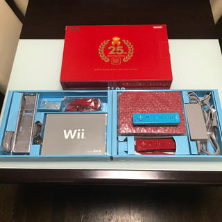 ウィー(Wii)のwii 本体 赤 限定品 25th アニバーサリーセット 任天堂 マリオ(家庭用ゲーム機本体)