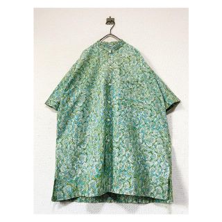 コムデギャルソン(COMME des GARCONS)のvintage ヴィンテージ レトロ 緑 花柄 スタンドカラー 総柄シャツ(シャツ)