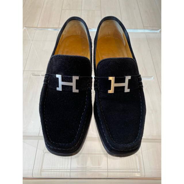 美品 HERMES　エルメス　モカシン　スリッポン　スエード Hロゴ