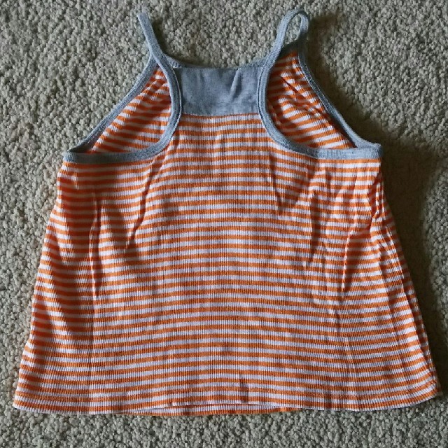 GAP(ギャップ)のGAPオレンジボーダーキャミソール90cm キッズ/ベビー/マタニティのキッズ服女の子用(90cm~)(Tシャツ/カットソー)の商品写真