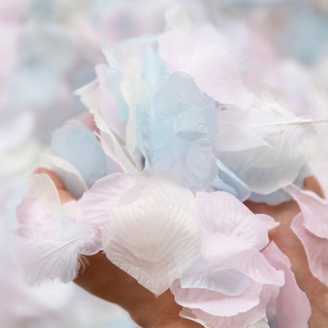 フラワーシャワー 造花 結婚式 天使のパステル フェザー付 1000枚 花びら レディースのフォーマル/ドレス(ウェディングドレス)の商品写真
